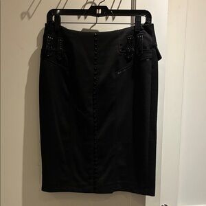 Infinitif Chic Black Button Front Pencil Skirt for Women⭐️